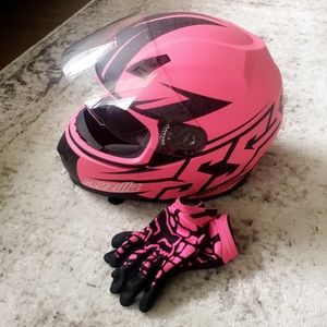 Speed and Strength helmet and gloves